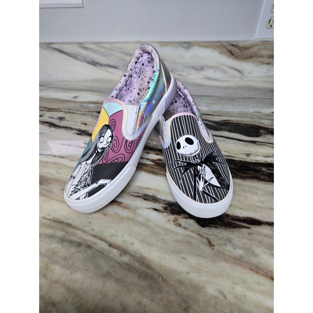 Ground Up Nightmare Before Christmas‎ Jack & Sally Iridescent Slip On Shoes 11